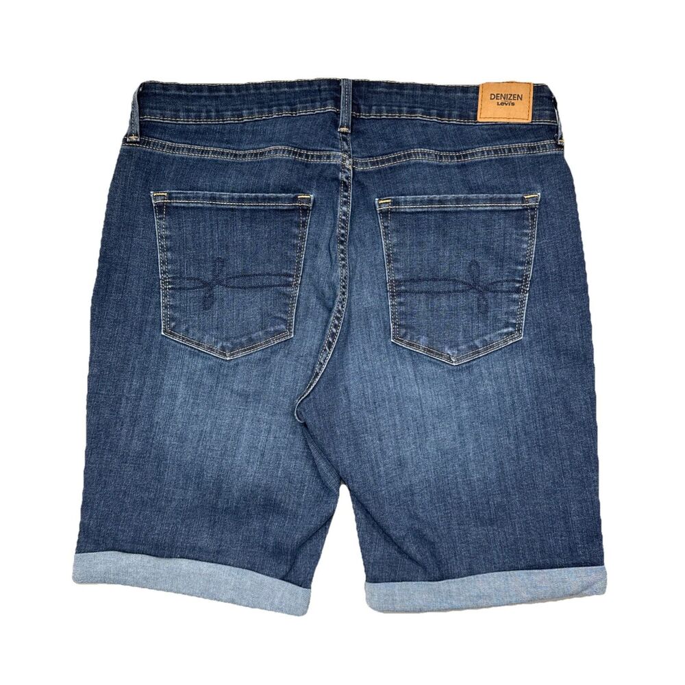 DENIZEN Mid Rise Bermuda Shorts 12 (W31 Inseam 8.5) Blue Cuffed Stretch Womens - Picture 3 of 9